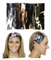 12 pcs/lot 2015 New Arrival Fashion Women Camo Sport headbands Girl camouflage Headwrap Yoga Headwear Free Shipping