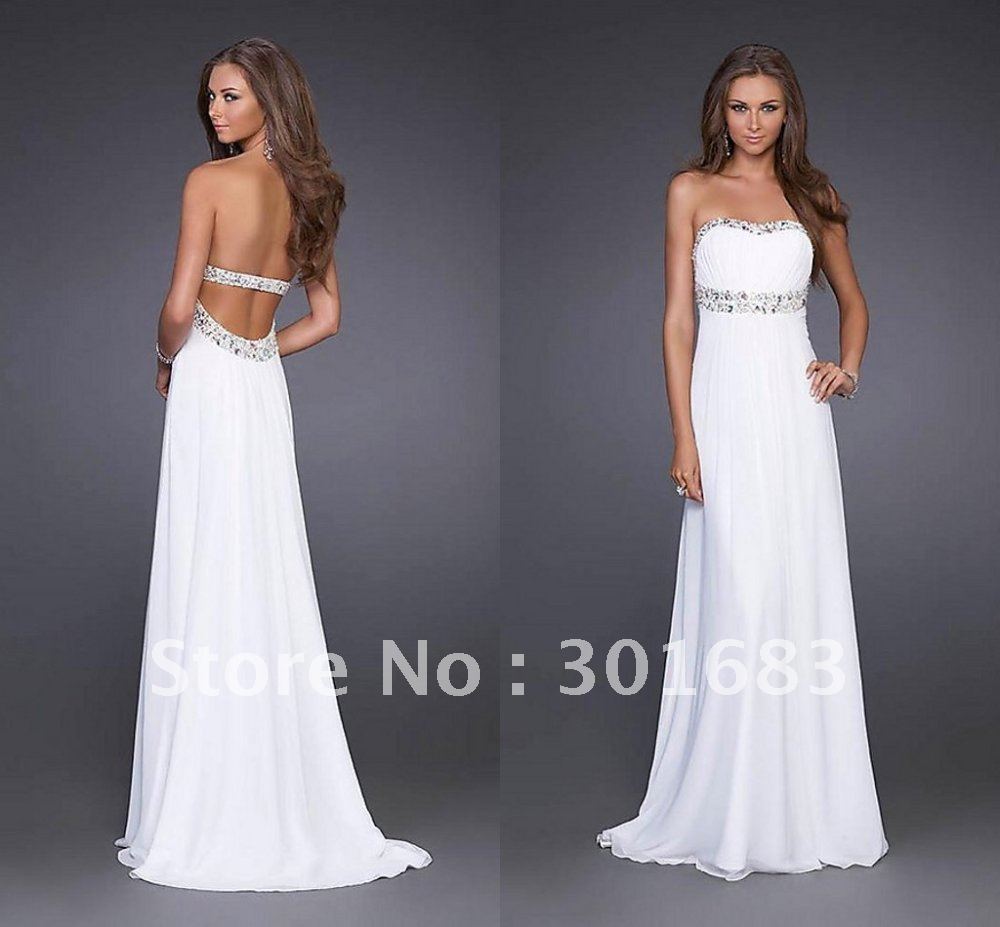 Strapless White Prom Dress