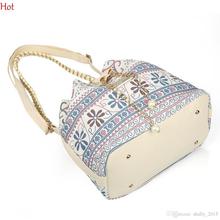 National Women Canvas Bags Drawstring Geometric Plaid Shoulder Bag Vintage College School Casual Crossbody Bags Girls