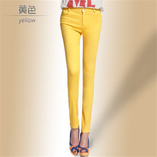 Drop Ship Colored Stretch Fashion Female Candy Colored Pencil Women s Pants Sexy Elastic Cotton Jeans