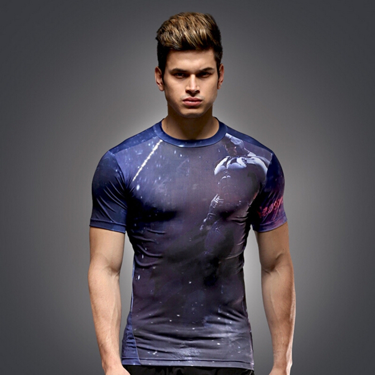 2015 new arrivert Batman outdoor tights comfortable breathable men casual wear short sleeved t shirts exercise