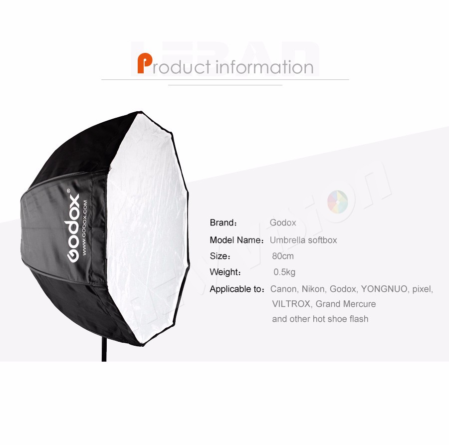 Description Picture 6 of itemGodox 80cm 31.5in Portable Octagon Softbox Flash Speedlight Speedlite Umbrella Softbox Brolly Reflector (Softbox Only)