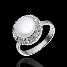 NEW Arrival!! Fashion Simple Pearl wedding Ring Jewelry,925 stamped silver plated pear Rings Top Quality Free shipping /HR007R