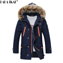 Fur Collar Thick Long Winter Jacket Men Zipper Casual Warm Man Cotton Wadded Winter Parkas 2015 New Brand Coat SMK0064-6