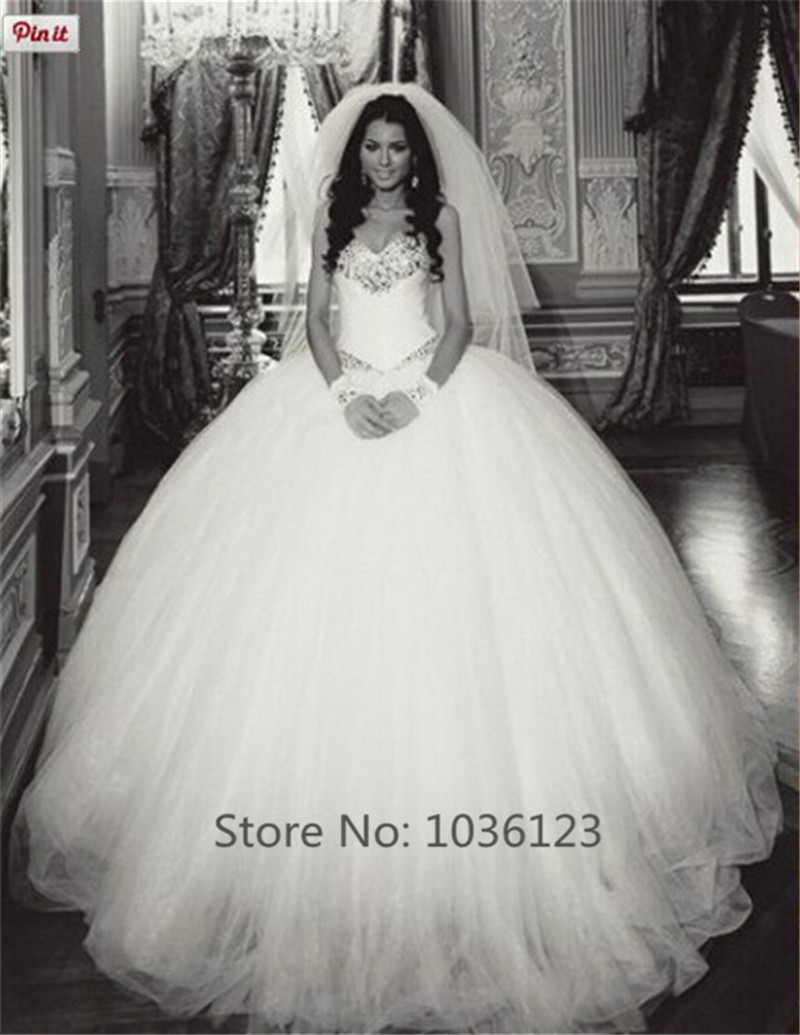 Vestidos de noiva Custom Made Sweetheart Handmade Long Elegant Ball Gown Wedding Dresses 2015 Handmade Tulle