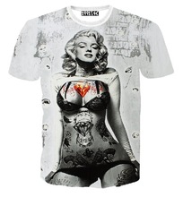 2016 Summer Men/Women 3D printed t-shirt marilyn monroe Sexy tattoo Shirts lady fashion short sleeve tee shirts tops blouse