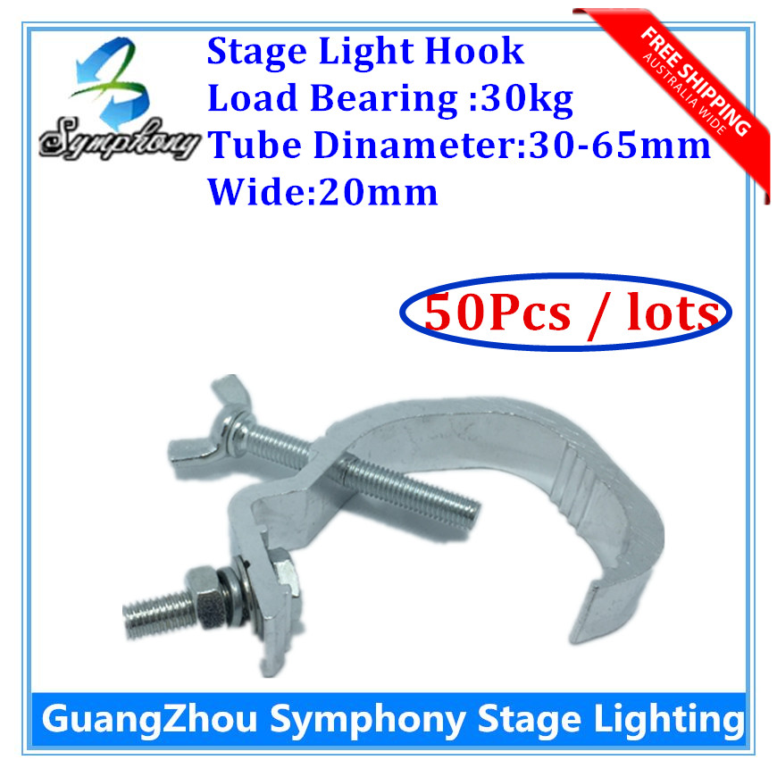 Free Shipping 10pcs/ Aluminum lamp hook,/ Load bearing 30kg Card 30-65 mm LED PAR Moving head light Professional DJ light hook