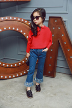 2-9Yrs Children Pants girls jeans Spring Baby Girl flared tassel trousers Jeans Fashion Children Clothing Jeans Girls Kids Jeans