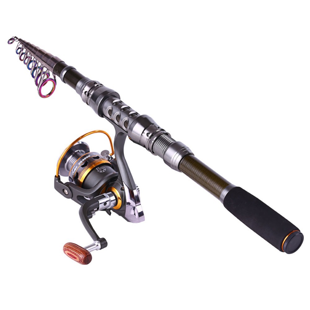 Fishing Rod Reel Combo Telescopic Fishing Pole Tackle Portable Spinning Sal...