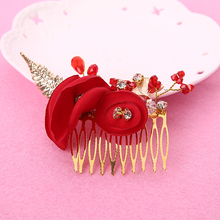 Top Sell 2016 Rose Crystal Hair Accessories Hair Comb Red Wedding Headband Flower Best Headpiece Hair Pins Luxury Jewelry