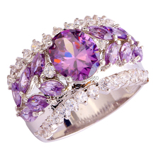 Bobemia Style Saucy Women Pink Sapphire 925 Silver Ring Size 7 8 9 10 New Fashion