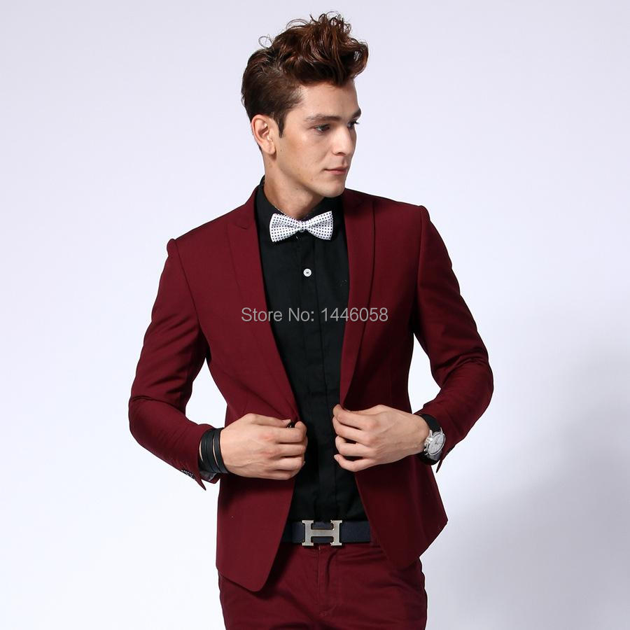 Online Buy Wholesale mens skinny fit burgundy suit from China mens