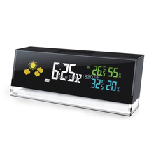 Digital Cube Shaped RF 433mhz LED Indoor Outdoor Wireless Weather Station Temperature Humidity Alarm Clock with RF Remote Sensor
