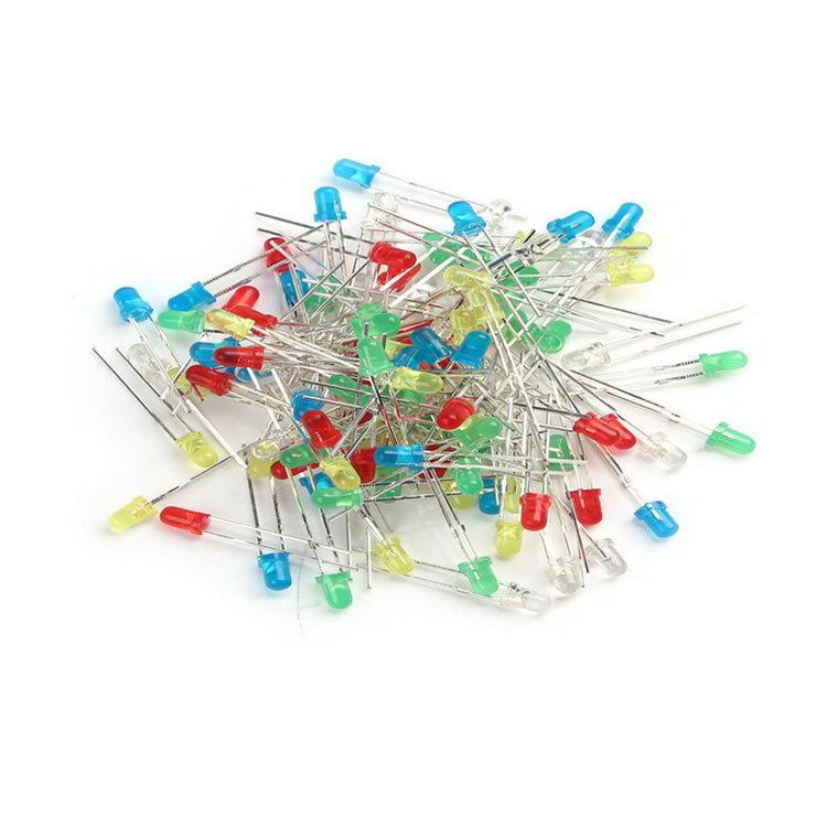 70008 Free shipping 100pcs 3mm LED Light White Yellow Red Green Blue Assorted Kit DIY LEDs
