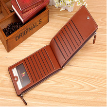 Fashion Men Wallet PU Leather Long Wallet Men Double Zipper Purses bag Card Holder B011