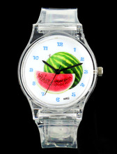 Dibujos animados Comic sandía transparente rights Watch niño niña reloj niño niños bebé relojes de regalo