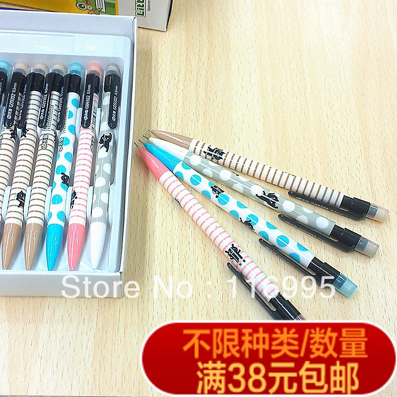 Free shipping 24pcs Cartoon pencil pointed toe automatic 0.5 primary school students pencil