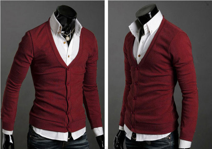 Стильный приталенный подходящие мужские свитер большой с v-образным вырезом polo длинный рукав трикотаж кардиган мужчины