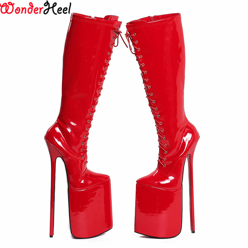 Buy Wonderheel New 30cm Heel Patent Knee High Boots