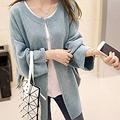 Hot New Autumn Winter Long Loose Casual Cony Blending Fabric Women Cardigans Knitted Sweater Drop Shoulder