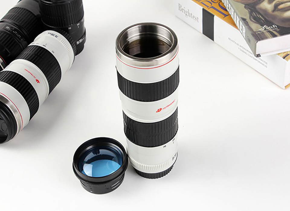 Camera Lens Mug 440ml New Fashion Creative Stainless Steel Tumbler Hot
