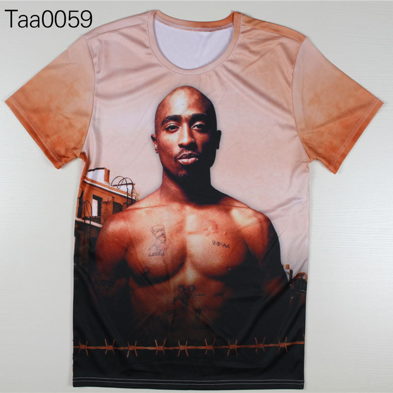 New Fashion Men Tupac Shakur 2Pac T Shirts Harajuku Tshirts Casual 3D Character T shirts Hip