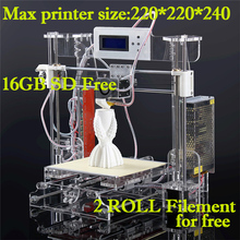 Big size 220*220*240mm High Quality Precision Reprap Prusa i3 3d Printer DIY kit with 2 Roll Filament 16GB SD card and LCD