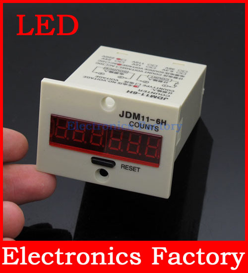 Гаджет  AC 220V 4 Terminals 6 Digits LED Display Plastic Shell Electronic Voltage Input 0-99999 Accumulate Accumulating Counter JDM11-6H None Инструменты