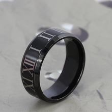 Roman numerals black ring stainless steel cool men ring cocktail wedding jewelry wholesale 