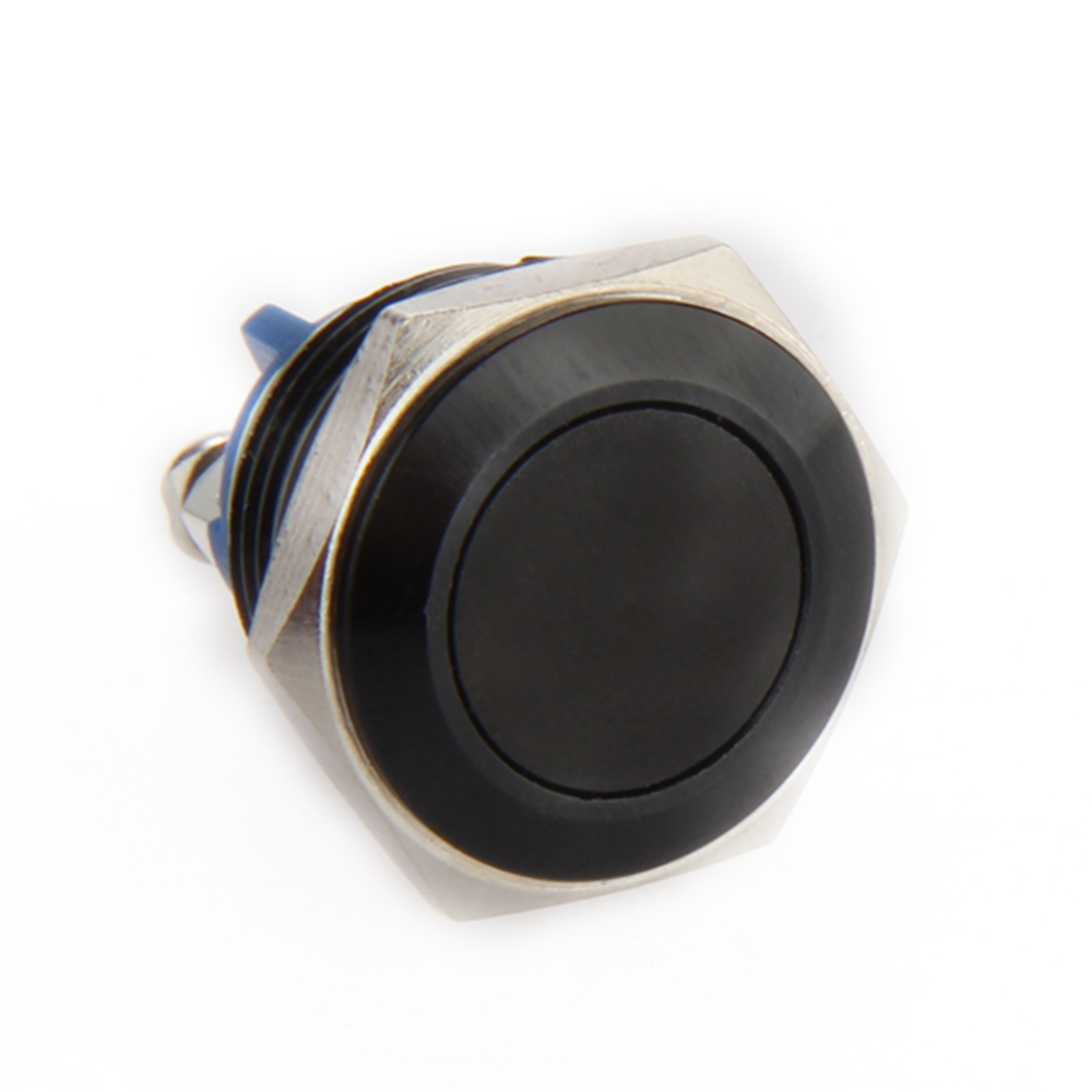 Metal Circle Latching Push Button Momentary Horn Switch Car Black 12V 16mm
