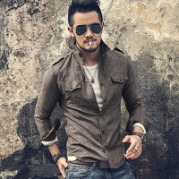 2016 New Autumn spring Cotton Men Shirts Long Sleeve Military Shirt Casual Outdoor Brand Camisa Masculina