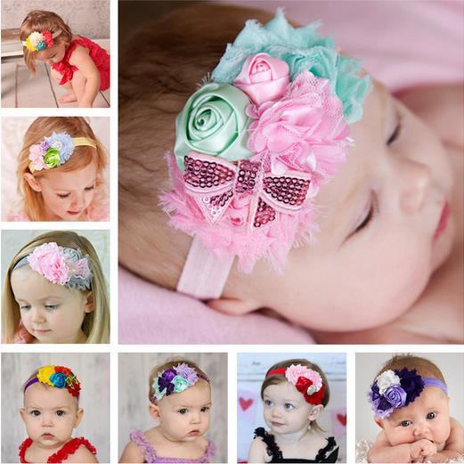 1PCS Retail Infant Flower Headband Babies Chiffon Hairband Hair band Toddler Baby Girls Felt Flower Headbands