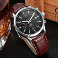 TOP Brand men quartz watch 30m swimming male casual sport leather strap mens Multi function watches