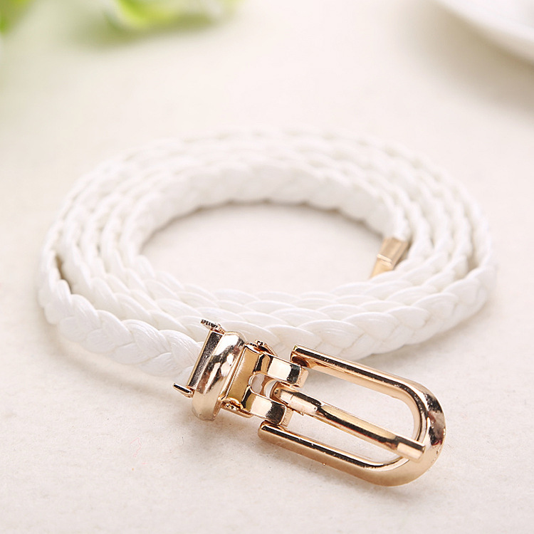 New Fashion Women Belt Ladies Faux Leather Metal Buckle Bling Gold Plate Straps Girls Belts Accessories