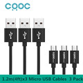 CRDC Hi speed 2 0 3 pack 4ft x 3 Micro USB Charge for HTC LG