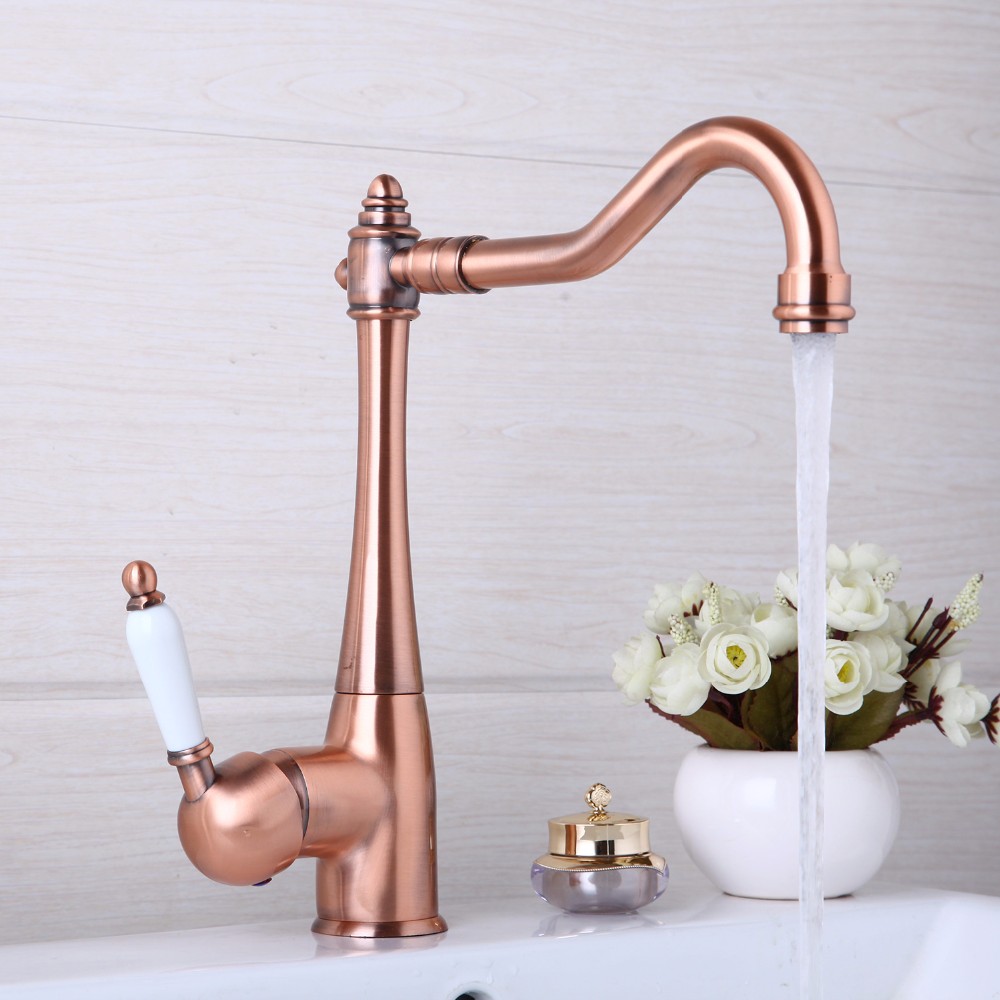 2019 Wholesale Kitchen Faucets Swivel Antique Copper Deck Mounted