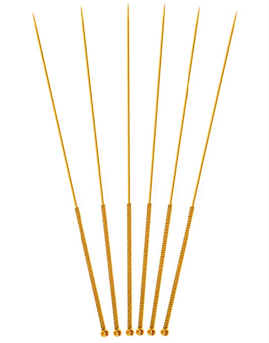 Sterile acupuncture needles full gold plated, full gilded, single