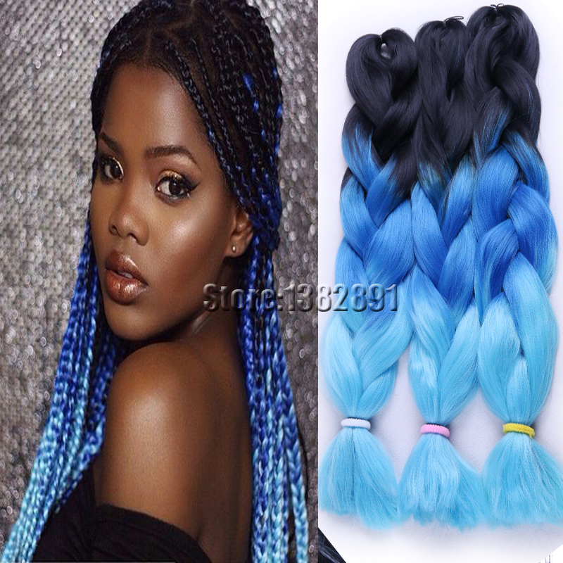 ... Jumbo Braiding Hair Crochet Braids 3 Tone Black T Blonde Brown Blue