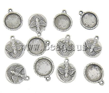 Free shipping!!!Zinc Alloy Pendant Settin Flat Round,Diy, antique silver color plated, nickel, lead & cadmium free