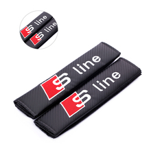 Free Shipping Carbon Fiber Seat Belt Cover Shoulder Pad Fit for AUDI Sline Logo A1 A3 A4 A5 A7 A8 Q3 Q5 Q7