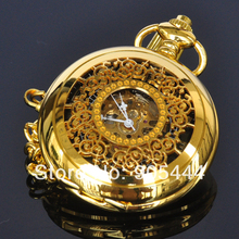 New Gold Flower Type Analog Selekton Mens Hand Winding Mechanical Pocket Watch W015