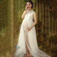 Good Quality Pregnant Women Photography Props Fancy Pregnancy Maternity Photo Shoot Long Dress White Maternity Lace Dress