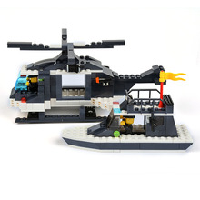 WANGE Building Blocks Police Series Police Helicopter And Police Boat Toys For Children Model Building Kits Christmas Gift