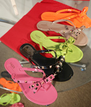 5 colors 2015 summer V brand rivets flip flops butterfly knot sandal colorful flat shoes slipper