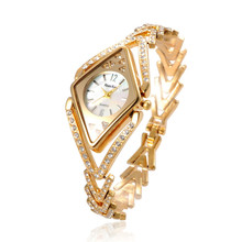 Mujeres Rhinestone del acero inoxidable relojes de marca de lujo de pulsera de cuarzo mujeres visten los relojes de regalo para las damas de oro / plata