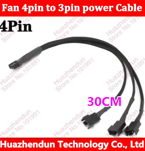 50pcs New Fan 4pin to 3* 3pin power adapter cable 4pin to 3pin fan extension cable with net Free shipping
