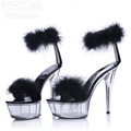 Nightclub Sexy 5 CM Platform Shoes Woman Summer Feather Women Sandals Hook Loop 15 CM High