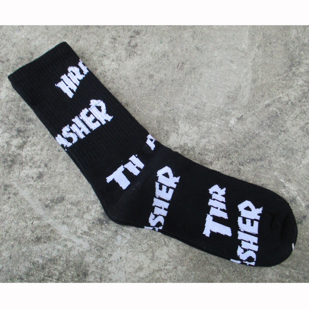 New THRASHER Letter skateboard sports socks summer style retro harajuku male half socks men meias 350