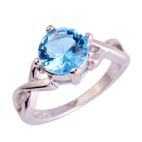 New Fashion Gift Party Beauty Wholesale Dazzling Bule Topaz 925 Silver Ring Size 6 7 8 9 10 Jewelry For Women Men Free Shipping