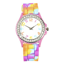 Lackingone # colorido multicolor de la jalea del silicón joven de la escuela cristal relojes de pulsera de cuarzo de moda espumosos relojes